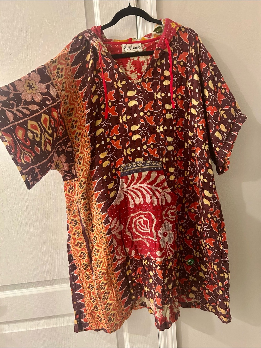 Kantha Floral Hoodie Dress-One Size - Picture 2 of 10